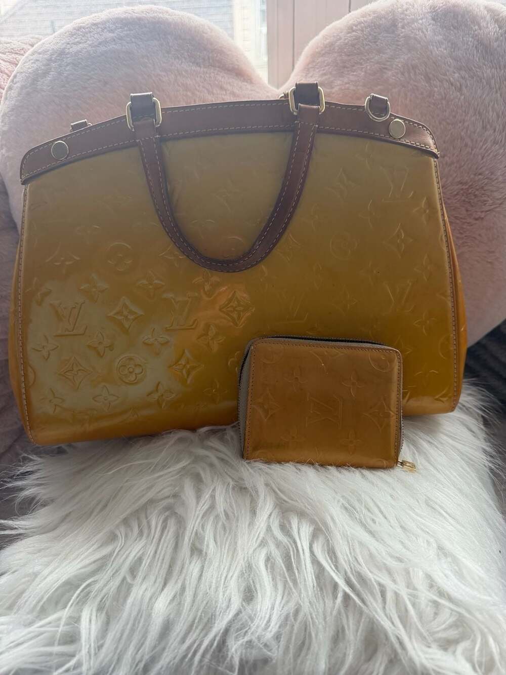 Louis Vuitton Monogram Vernis Houston Tote with COA and Zippy Wallet Set